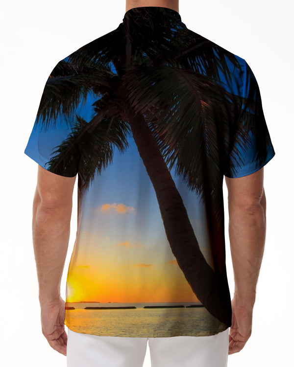 
Seaside Sunset Coconut Tree Men's Shirt Hawaiian Coconut Tree 3D Printed Shirt Fashion Short Sleeve Summer Beach Men's Clothing
                