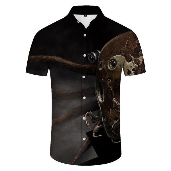 
Black personality animal cute cartoon Hawaii tropical four seasons suitable for men's short-sleeved shirt fun clothing
                