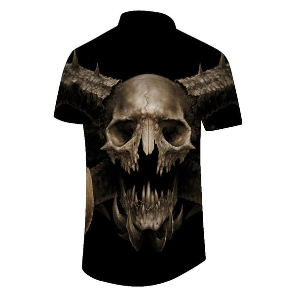 
Satan goat head print pattern men's casual buttons lapel short -sleeved Hawaiian shirt beach top
                