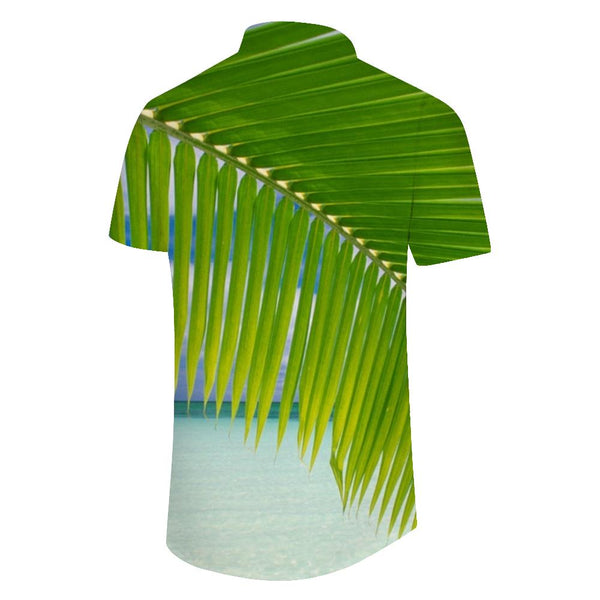 
Seaside Palm Leaves Mens Hawaiian Shirt Summer Beach Tropical Short Sleeve Button Shirt Green
                
