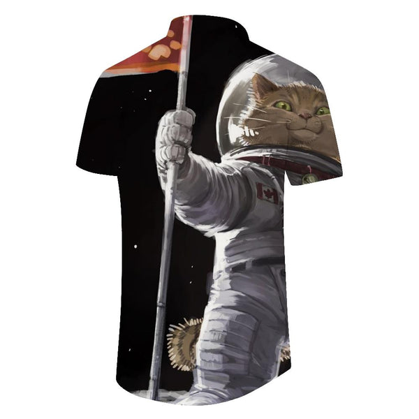
Cat Funny Animal Astronaut Print Shirt Button Short Sleeve Loose Hawaiian Shirt Clothing Casual Lapel Shirt Summer
                