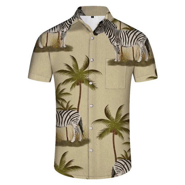 
Zebra Tropical Palm Leaves Beige Hawaiian Shirt Mens Fun Mens Hawaiian Shirt Short Sleeve Button Down Summer
                