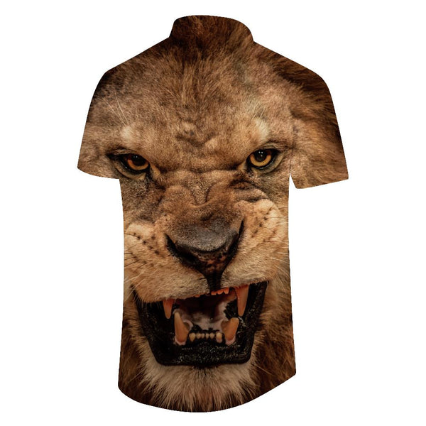 
Cool Fierce Lion Style Graphic Short Sleeve Button-Up Beach Shirt Tropical Hawaiian Button-Up Lapel Short Sleeve Shirt
                