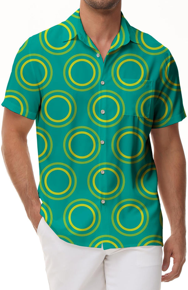 Fun tropical style men's green ring print shirt 3d digital print shirt