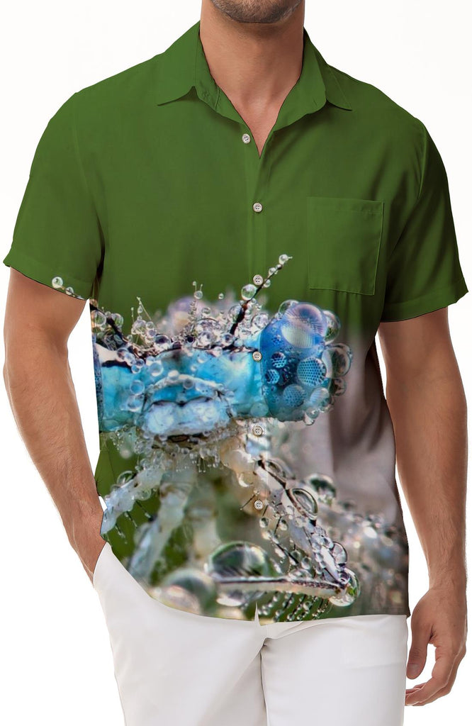 Animal Men's Short Sleeve Shirt Casual Button Shirt Summer Tops with Pockets