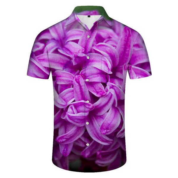 
Beautiful and bright flowers of nature Hawaiian seaside vacation short-sleeved shirt men's casual loose street short-sleeved shirt tops
                