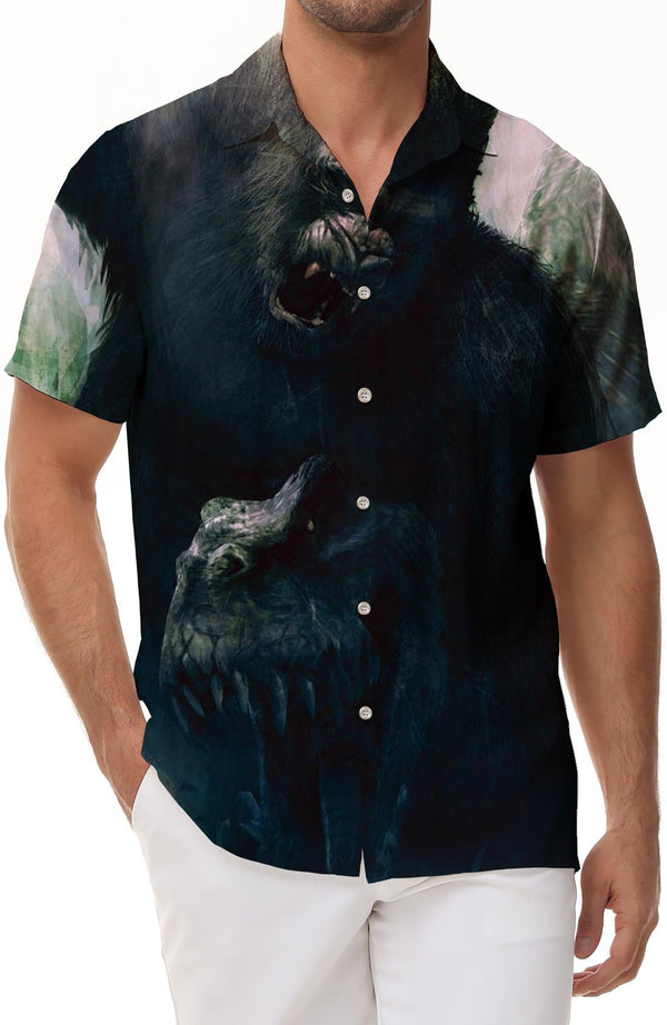 Movie version of gorilla men's Hawaiian shirt short sleeve button down casual shirt suitable for summer beach