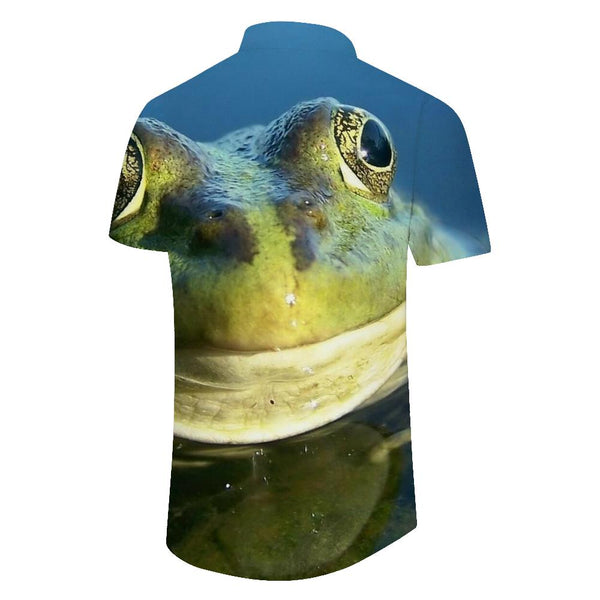 
Frog Black Hawaiian Shirt Short Sleeve Men's Casual Button Shirt Beach Holiday
                