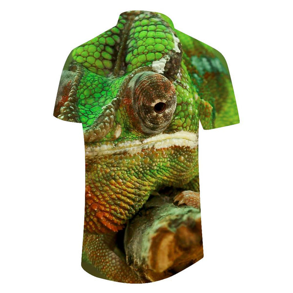 
Green Lizard Men's Loose Short Sleeve Button Shirt Hawaiian Four Seasons Button Beach Casual Shirt Tops
                