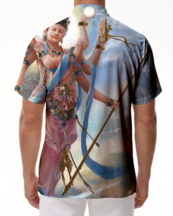 
Colorful Guanyin Bodhisattva 3d Printed Pattern Men's Hawaiian Shirt Beach Casual Short Sleeve Button Shirt
                