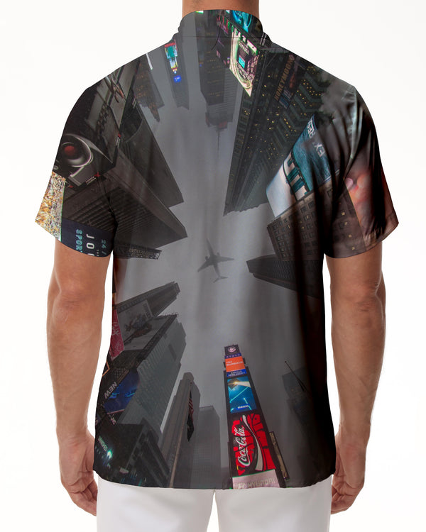 
Internet celebrity check-in place New York Square Street Men's Hawaiian Shirt Summer Beach Tropical Short Sleeve Button Shirt Pocket
                