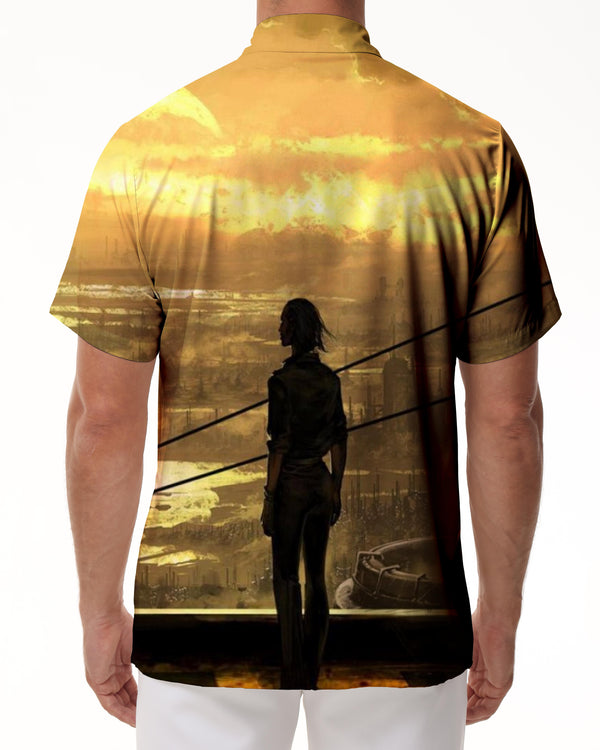 
Yellow Men's Tropical Summer Short Sleeve Button Shirt Casual Shirt Regular Fit
                