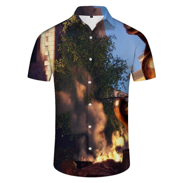 
Village building print Hawaiian lining fashion tropical summer clothing mens vintage beachwear
                