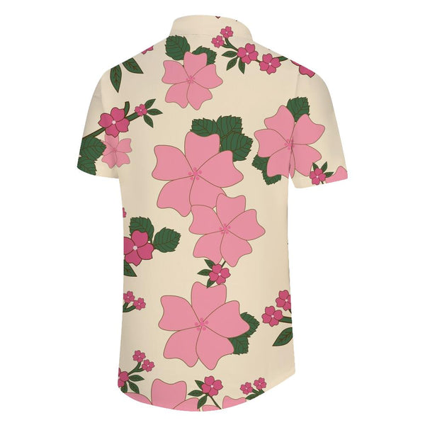 
Pink Hibiscus Flower Pattern Short Sleeve 3D Digital Printing Men's Casual Loose Regular Fit Casual Beach Shirt with Pockets Hawaii
                