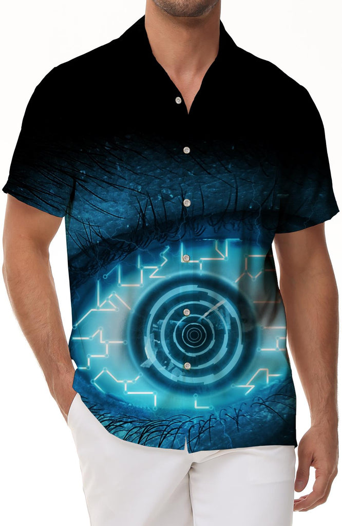 Future Tech Pupil Men's Short Sleeve Hawaiian Shirt Summer Clothing 3D Graphic Printing Loose Casual Tops