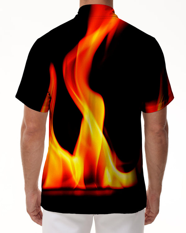 
Black flame fashion street print pattern daily casual short-sleeved tops outdoor daily vacation beach clothing
                
