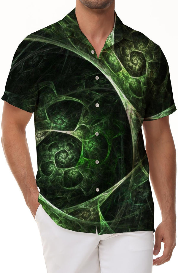 Floral Men's Cuban Shirt Short Sleeve Button Summer Shirt Hawaiian Casual Vacation Shirt Abstract