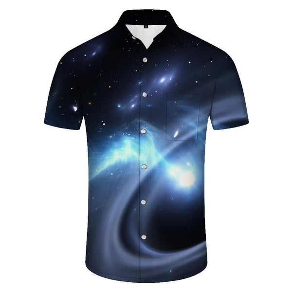 
Men's Loose Casual Everyday Short Sleeve Shirt Blue Tropical Vacation Beach Shirt Hawaii
                