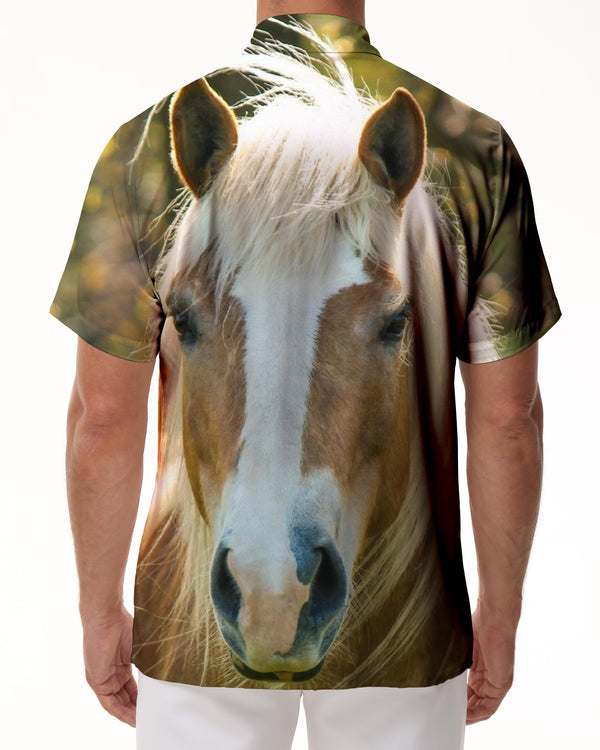 
Strong Horse Men's Shirt Classic Hawaiian Cuban Resort Wear Men's Breathable Button Shirt Brown
                