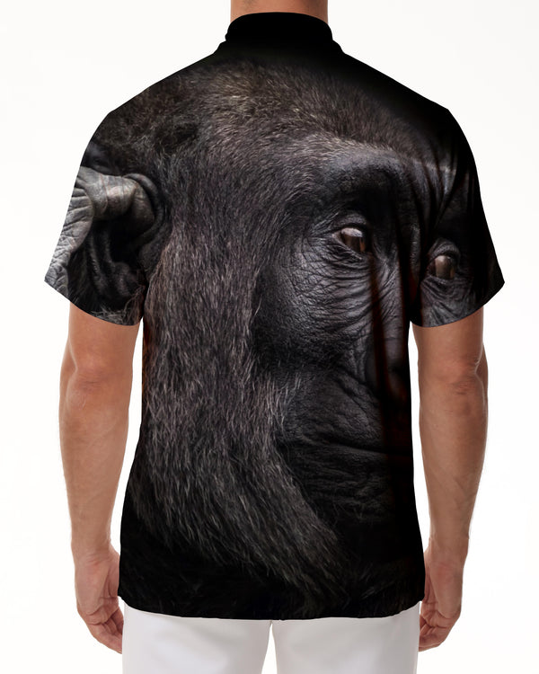 
Natural environment shirt wildlife gorilla monkey Hawaiian tropical button lapel pocket men's daily running top
                