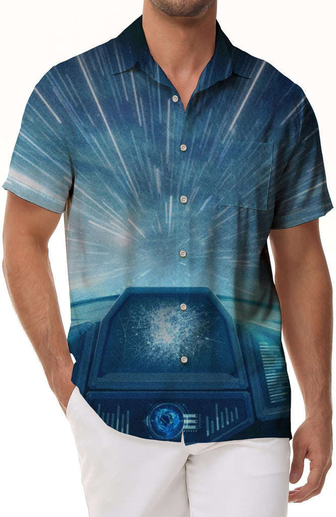 Bullet Meteor Shower Print Men's Shirt Casual Short Sleeve Casual Natural Galaxy Surreal Fantasy Shirt Suitable for Daily Fishing Work