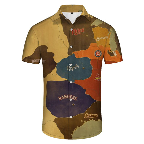 
Retro American map loose shirt short sleeve breathable Hawaiian lining shirt men's four seasons comfortable shirt short sleeve shirt casual daily travel holiday seaside tropical
                