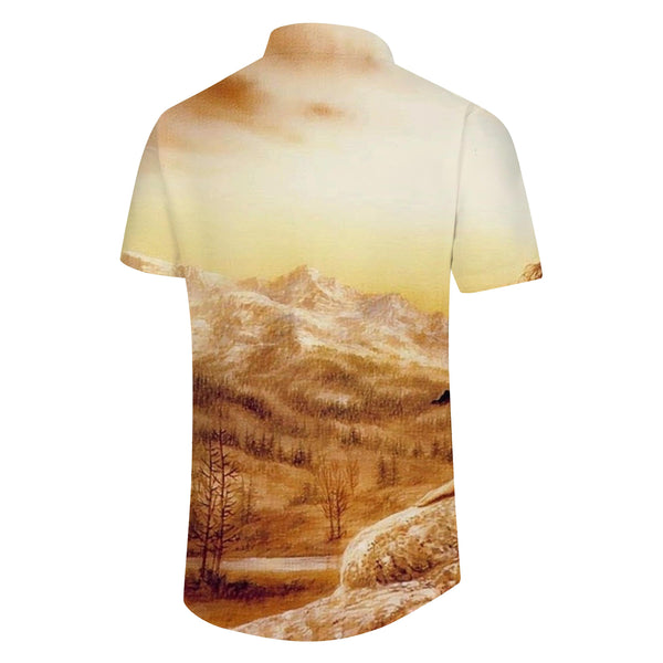 
Forest Pattern Men's Short Sleeve Hawaiian Shirt Casual Regular Fit Button-Up Summer Beach Shirt Suitable for Beach Holiday Party
                