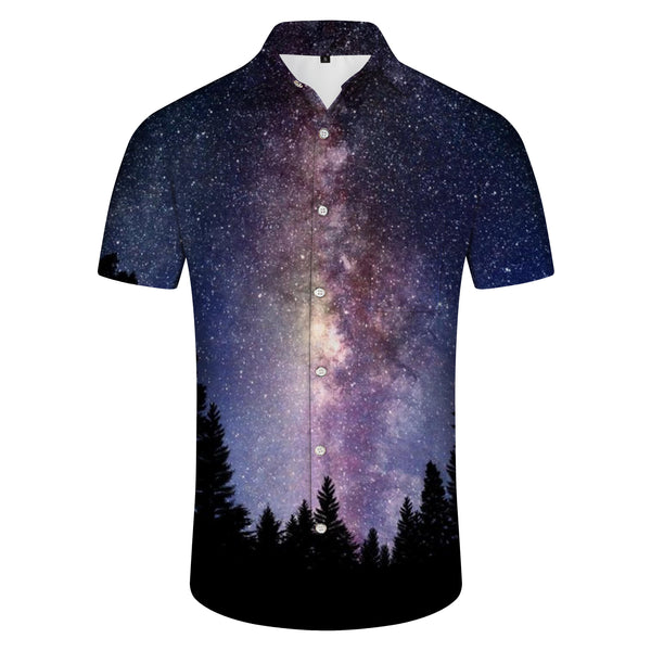 
Silver Sea Hawaiian button short-sleeved shirt casual men's tops comfortable loose vacation beach tops
                