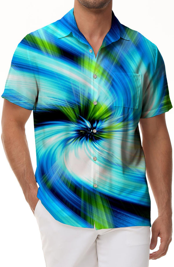 Men's Casual Abstract Personalized Tropical Seasons Print Pattern Hawaiian Shirt Short Sleeve Button Beach Shirt Menswear