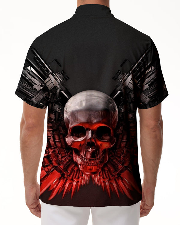 
Trendy casual 3D printed skull men's fashion tropical Hawaiian button-down lapel pockets fashion trend short sleeve tops retro
                