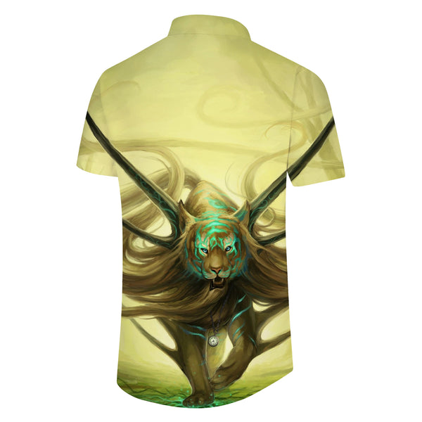 
Wild Animal King Lion Men's Short Sleeve Shirts Casual Button Down Summer Beach Shirt Classic Fit Tops
                