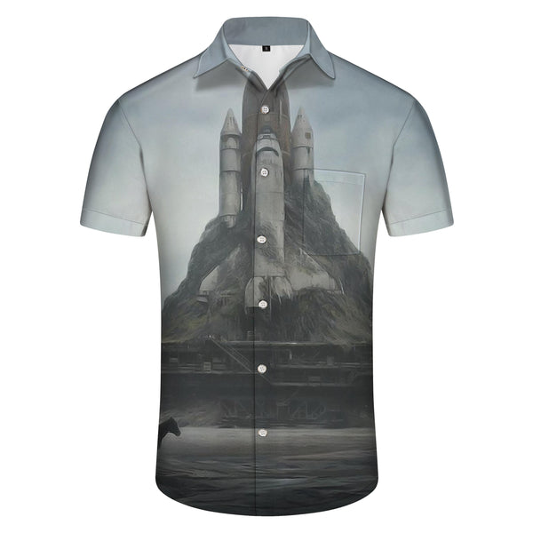 
Dark Art Hazy Rocket Shirt Men's Short Sleeve Button-Down Hawaiian Shirt for Summer Simple Style
                