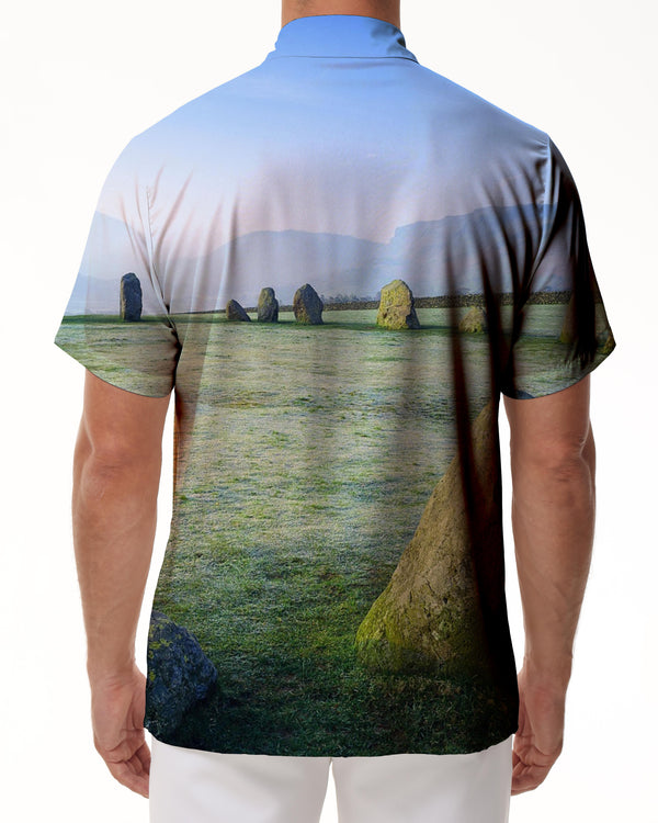 
Wilderness fun ghost stone men's fashion casual short-sleeved shirt summer beach seaside ocean clothing essential
                