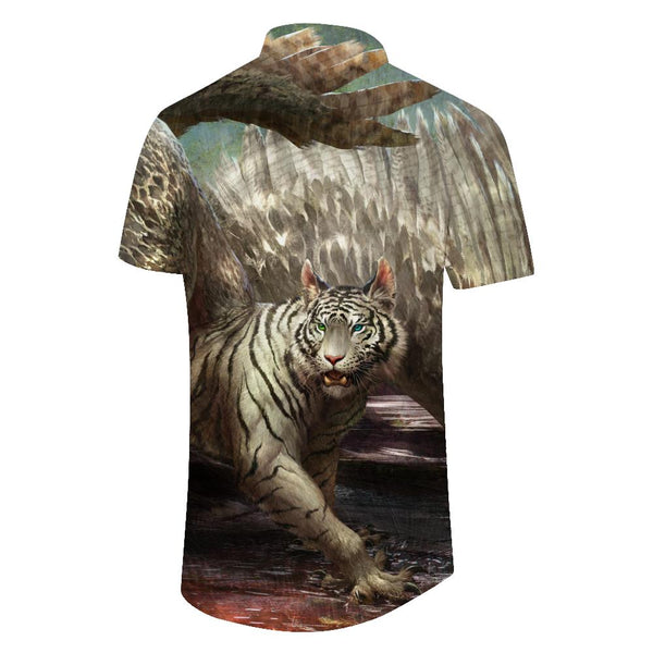 
Majestic Casual Men's Tiger Hawaiian Shirt Loose Short Sleeve Top Street Casual Shirt Polyester
                
