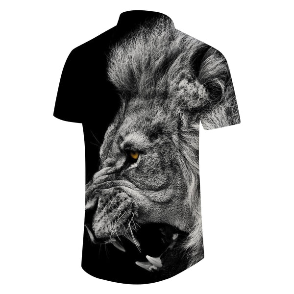 
Animal Men's Lion Letter Shirt Short Sleeve Fashion Designer Casual Outdoor Leisure Summer Spring Lapel Print Black
                