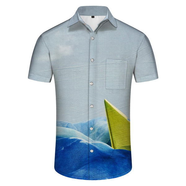 
Beach Boat Mens White Casual Fashion Hawaiian Button Shirt Cool Comfortable Summer
                