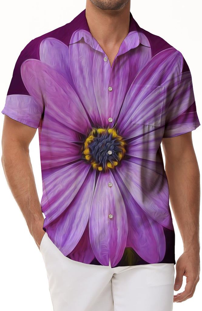 Summer Resort Outfit Men's Short Sleeve Hawaiian Shirt Casual Button Up Tropical Flowers 3D Floral Print Shirt