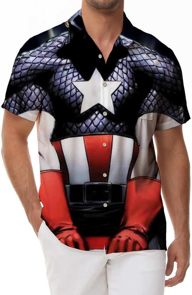 Abdominal Muscle Men 3D Printed Painting Floral Shirt Men Lapel Retro Street Men Shirt Button Shirt Men