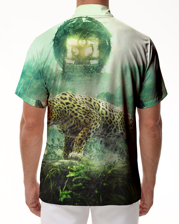 
Leopard Print Men's Casual Button-Down Shirt Short Sleeve Summer Beach Shirt Tops
                