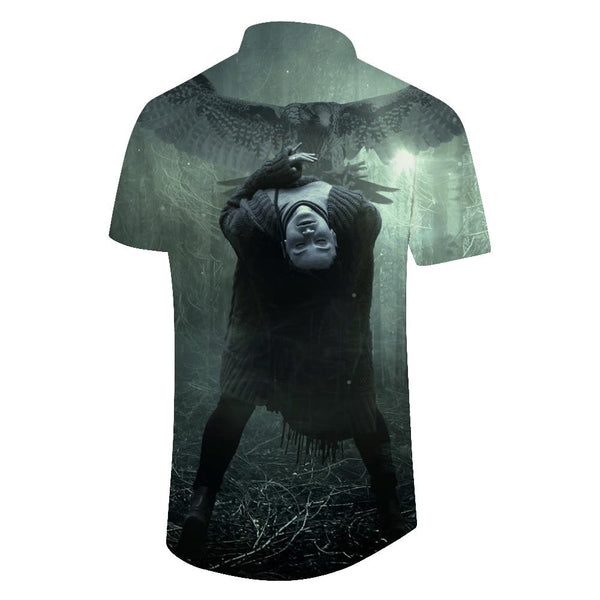 
Zombies and Eagles in Mysterious Forest Men's Short Sleeve Button Hawaiian Lapel Beach Shirt Beach Clothing
                