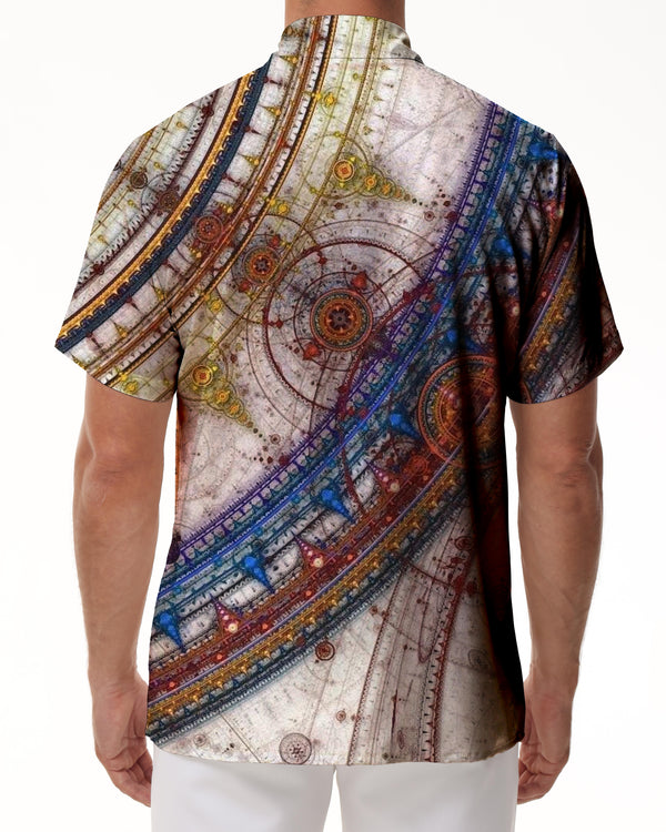 
Bohemian graphic print vintage men's short sleeve shirt casual button down Hawaiian shirt summer beach top trend
                