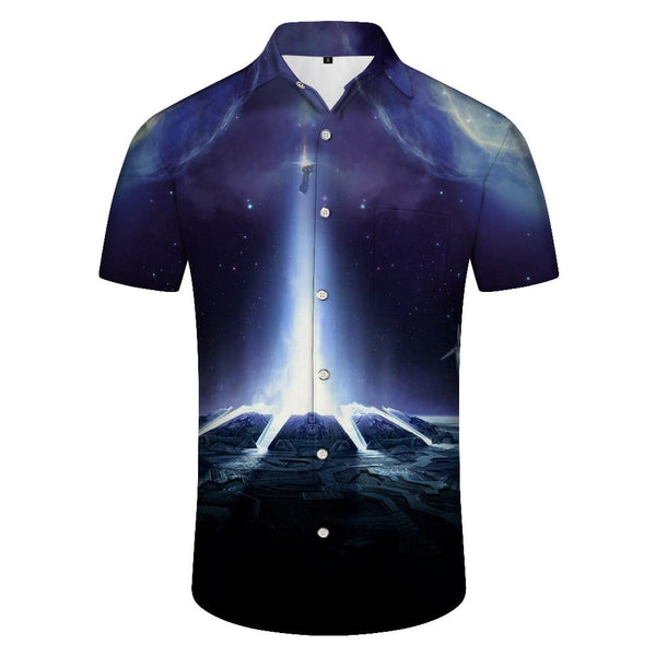 
Summer new men's shirt casual shiny light 3d printing pattern digital printing shirt men's fashion short sleeve
                