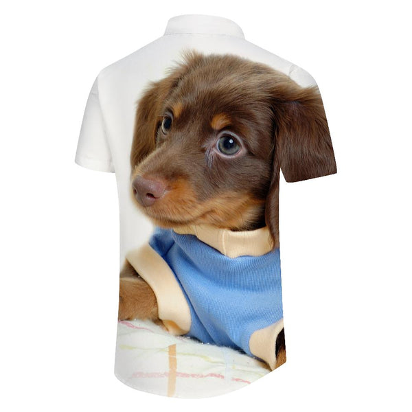 
Dachshund Cute Men's Polyester Shirt Men's Short Sleeve Shirt Button Casual Shirt Loose Tops Vacation
                