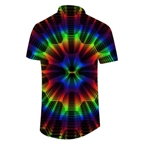 
Colorful geometric pattern men's short sleeve shirt fashion design summer energetic casual tops
                