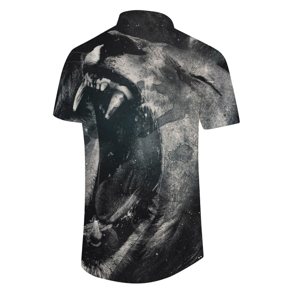 
Lion roars loudly Summer four seasons men's shirt digital printing short-sleeved tops casual loose outdoor
                