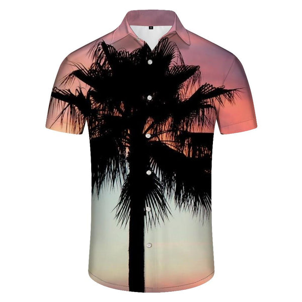 
Coconut Tree Hawaii Digital Print Casual Men's Summer Short Sleeve Polyester Shirt Casual Button Shirt Palm Tree
                