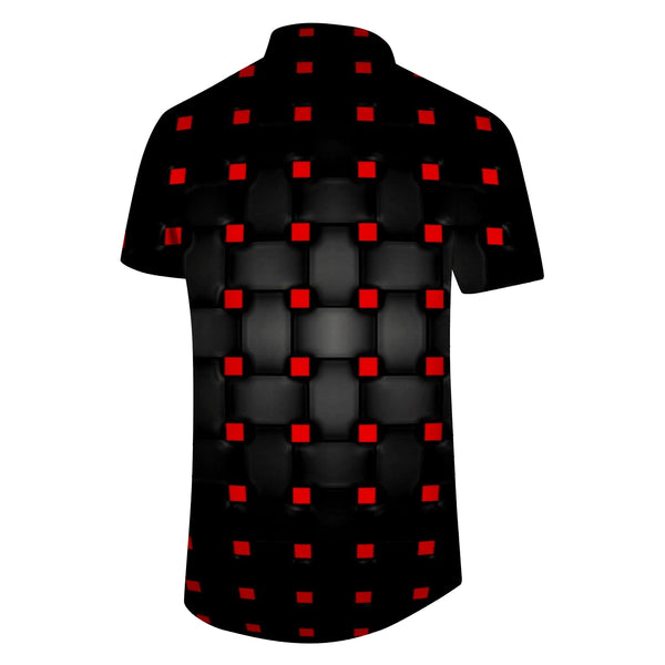 
Armor Black Indoor Mens Hawaiian Button Down Mens Casual Shirt Short Sleeve Beachwear 3d Printed Abstract Geometric Pattern
                