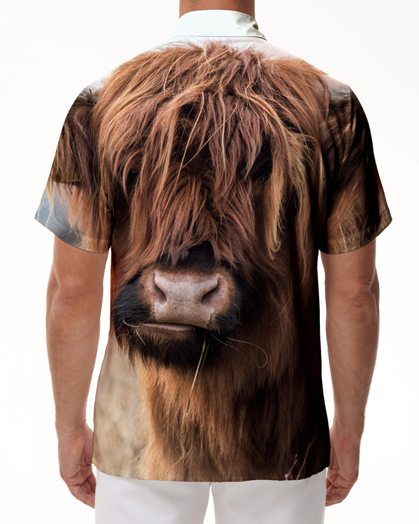 
Brown Yellow Ox Fun Holiday Men's Casual Beach Shirt Hawaiian Shirt Lapel Shirt Fashion Short Sleeve Street Short Sleeve Shirt Print
                