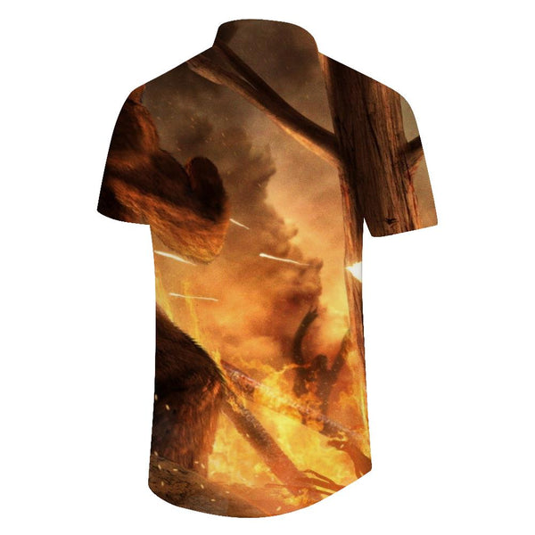 
War Flame Shirt Hawaiian Short Sleeve Fashion Casual Short Sleeve Shirt Pattern Button Pocket Lapel Top Shirt Short Sleeve
                