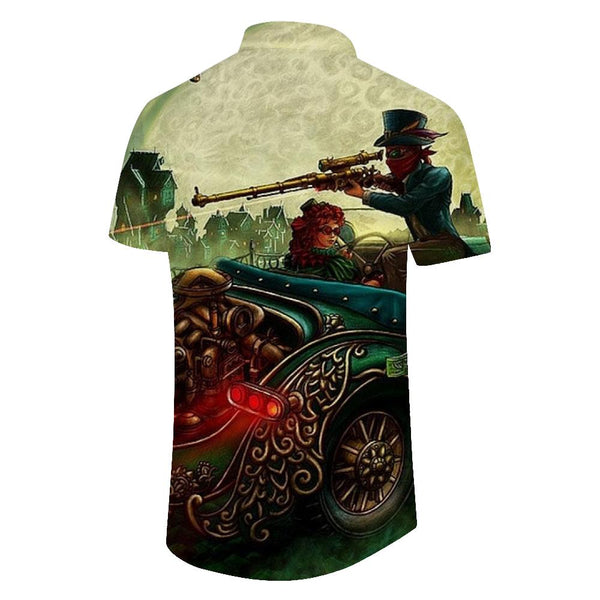 
Retro Oil Painting Cartoon Men's Hawaiian Shirt Lapel Tropical 3D Printed Short Sleeve Top Casual Beach Shirt Green
                